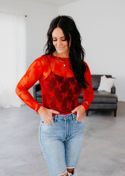 Ember Floral Mesh Top product view