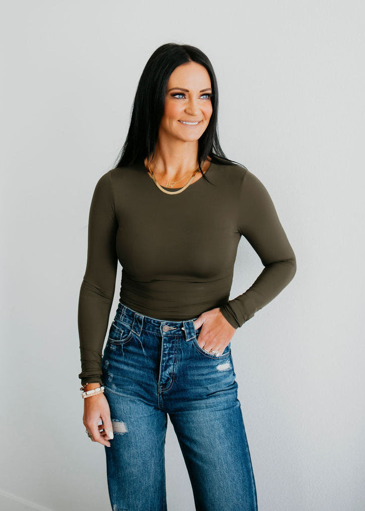 Stevie Crew Neck Seamless Top by Lily & Lottie