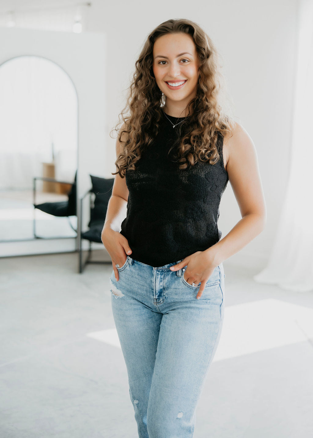 image of Skyla Floral Mesh Tank