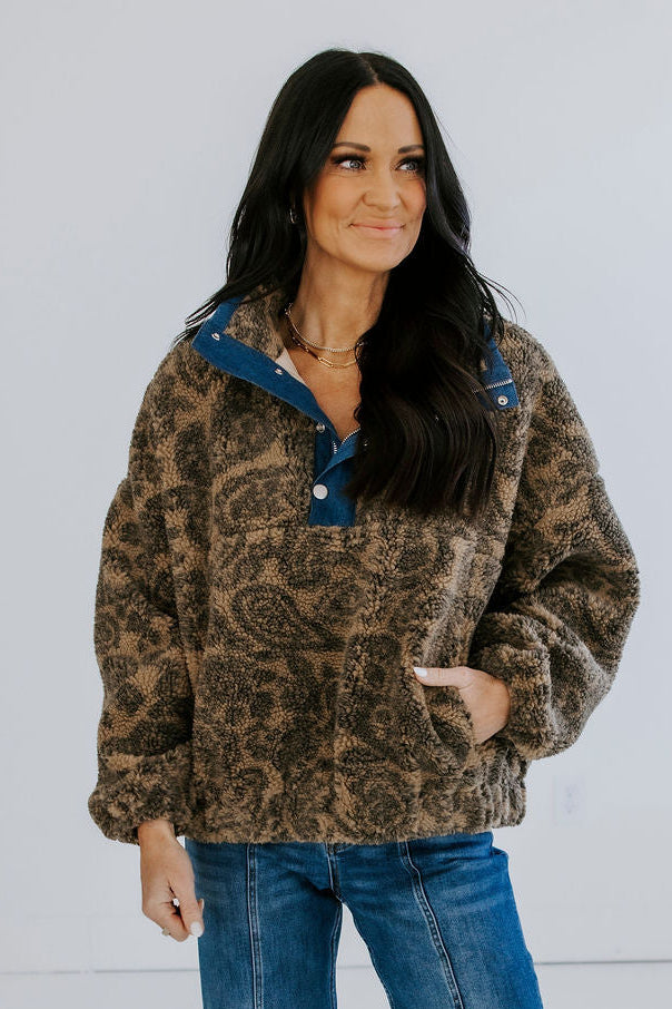 image of Beatrice Paisley Sherpa Pullover