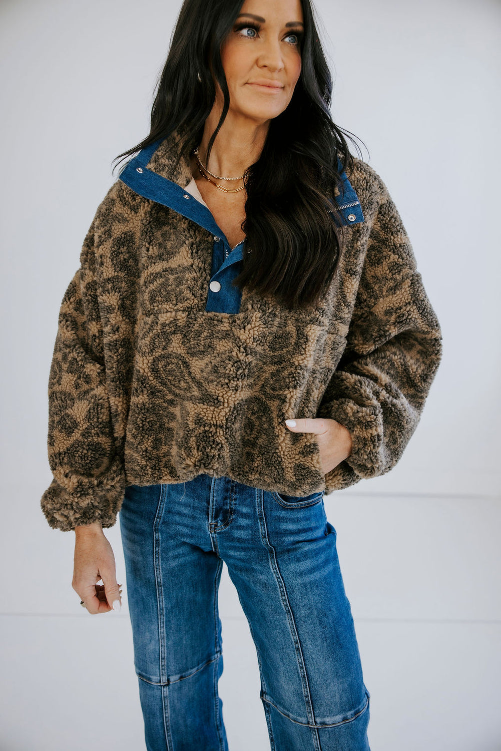 Beatrice Paisley Sherpa Pullover
