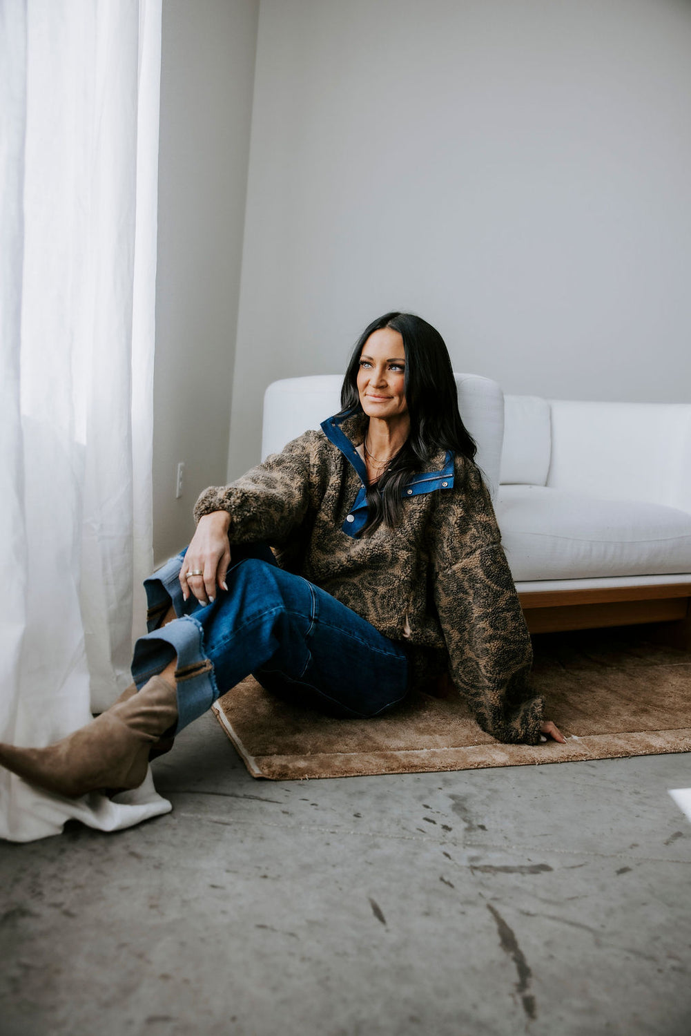 Beatrice Paisley Sherpa Pullover