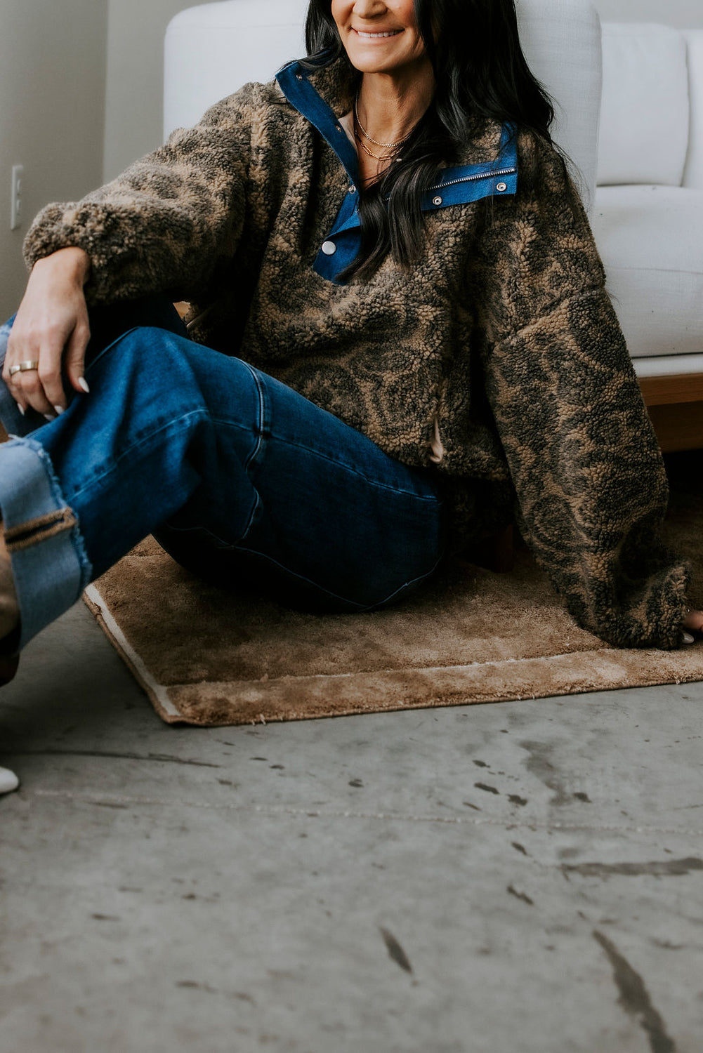 Beatrice Paisley Sherpa Pullover