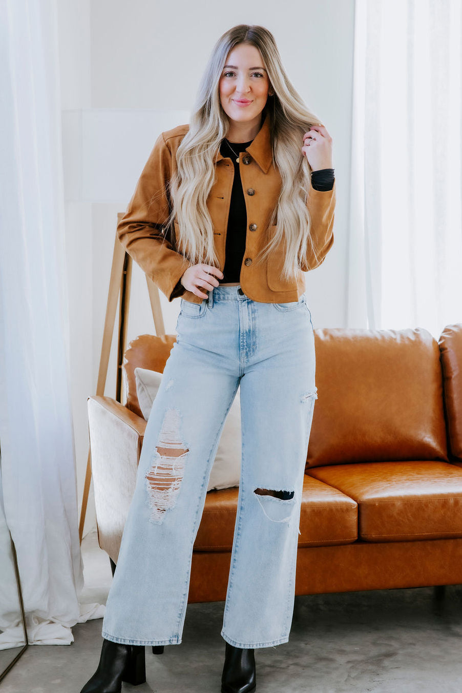Daulton Cropped Suede Jacket