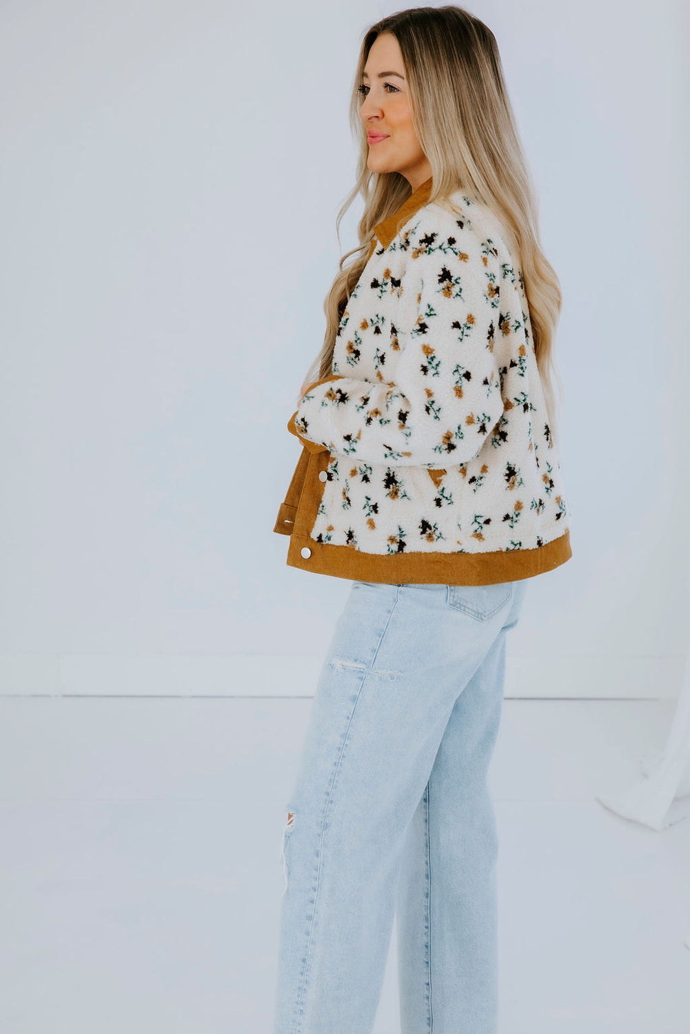 Ryanne Floral Print Sherpa Jacket