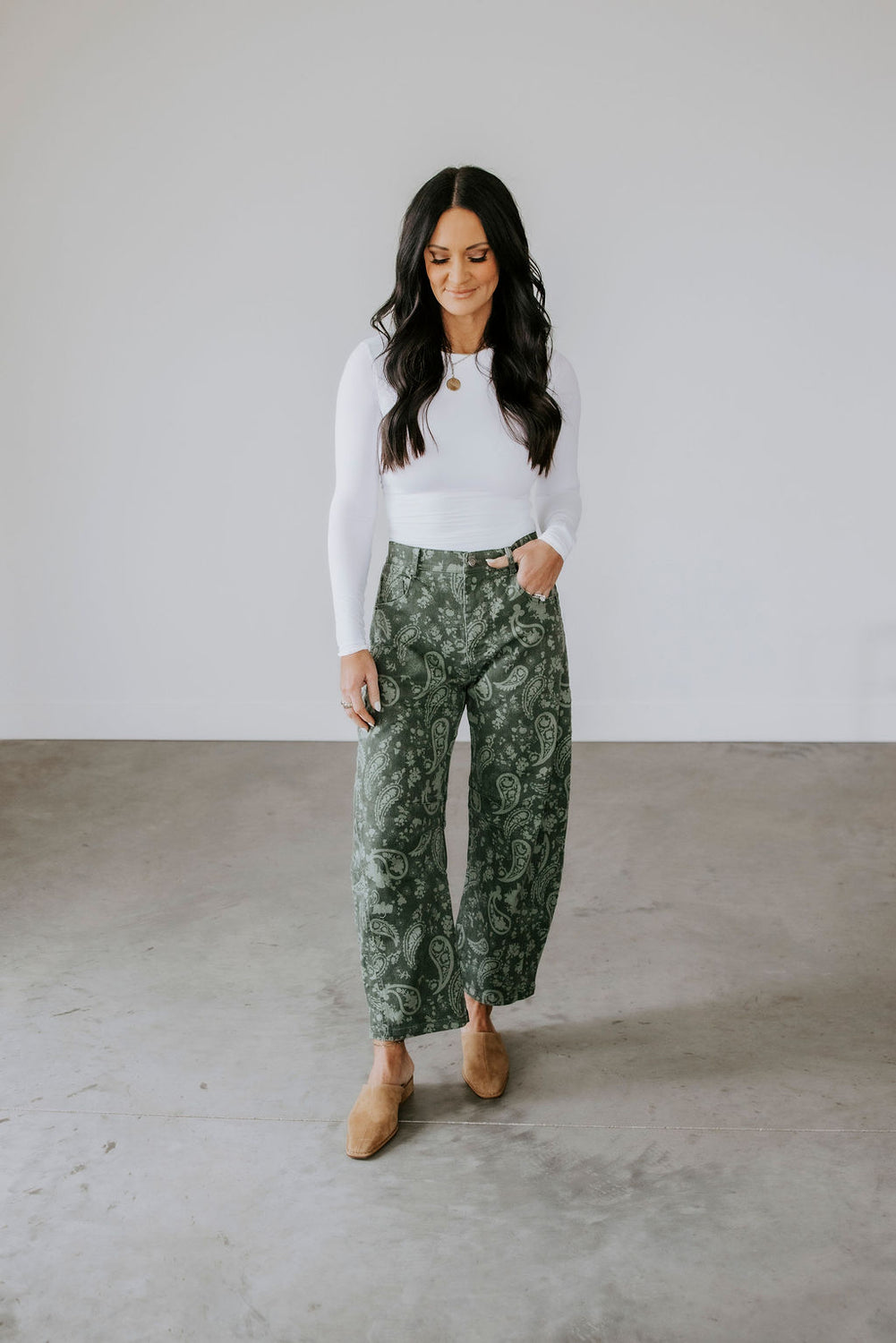 Jenie Paisley Print Barrel Jeans