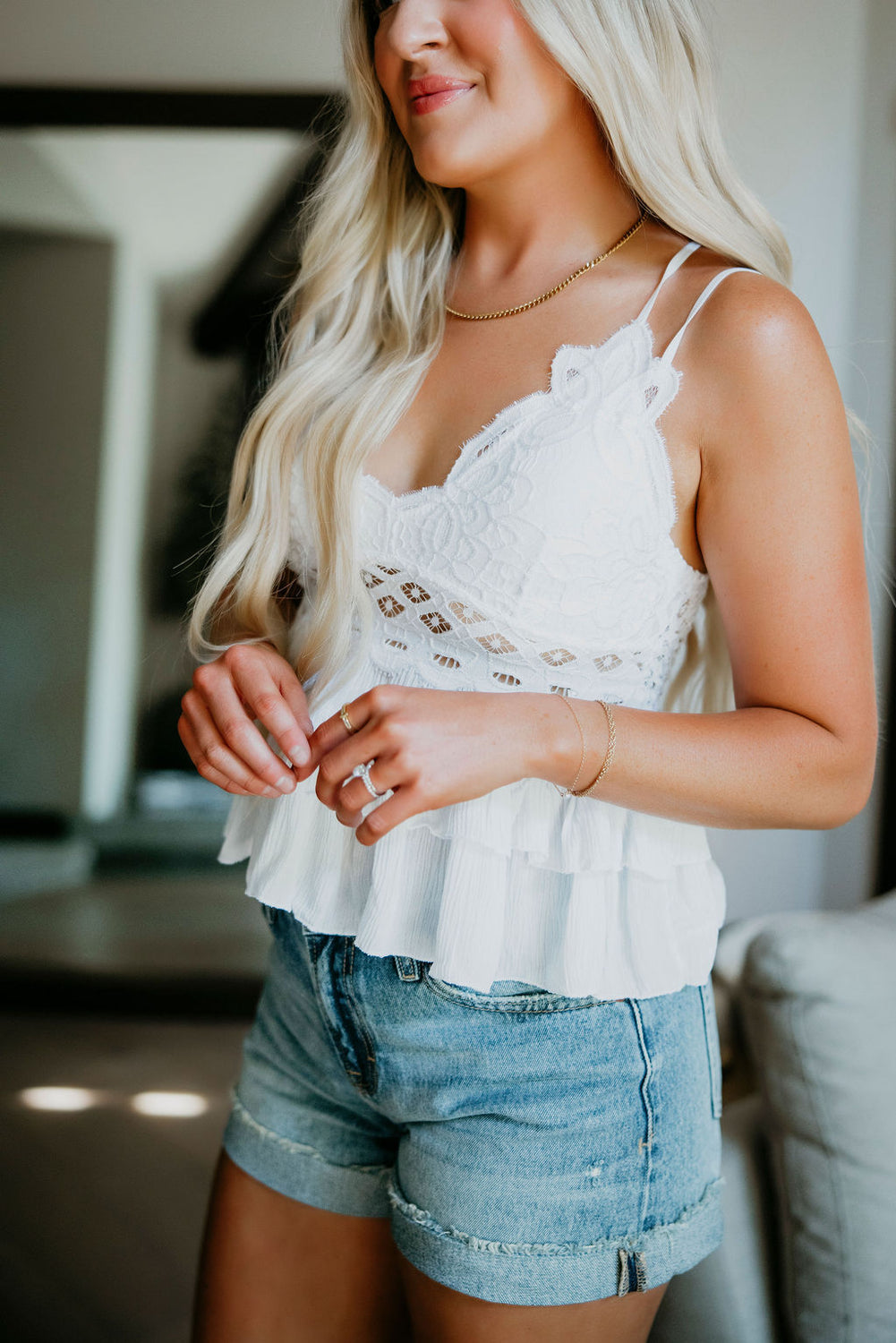 Mindy Lace Ruffle Tank