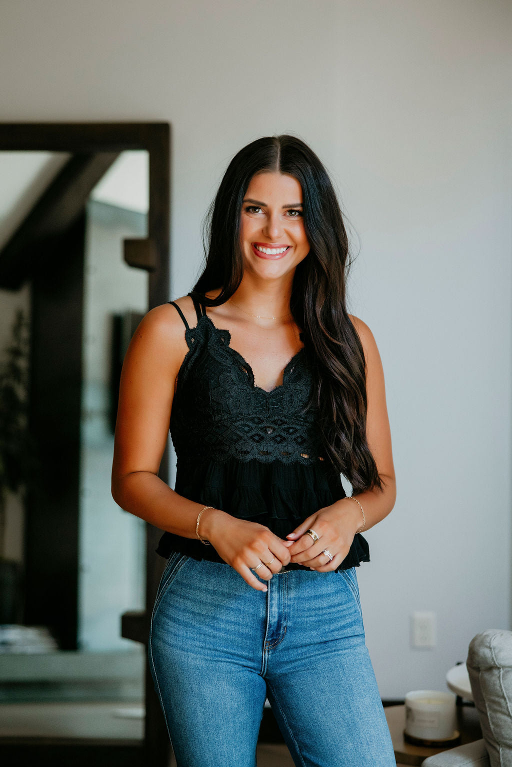 image of Mindy Lace Ruffle Tank