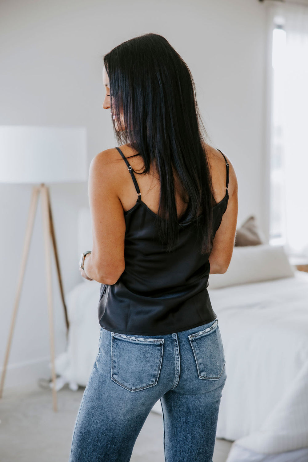 Elliss Satin Spaghetti Strap Top