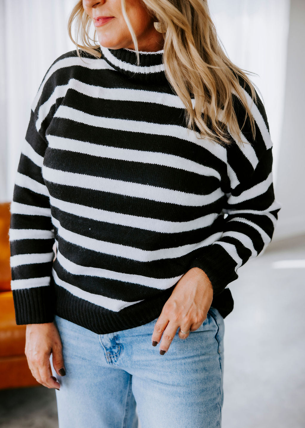 image of Derren Striped Turtleneck Sweater