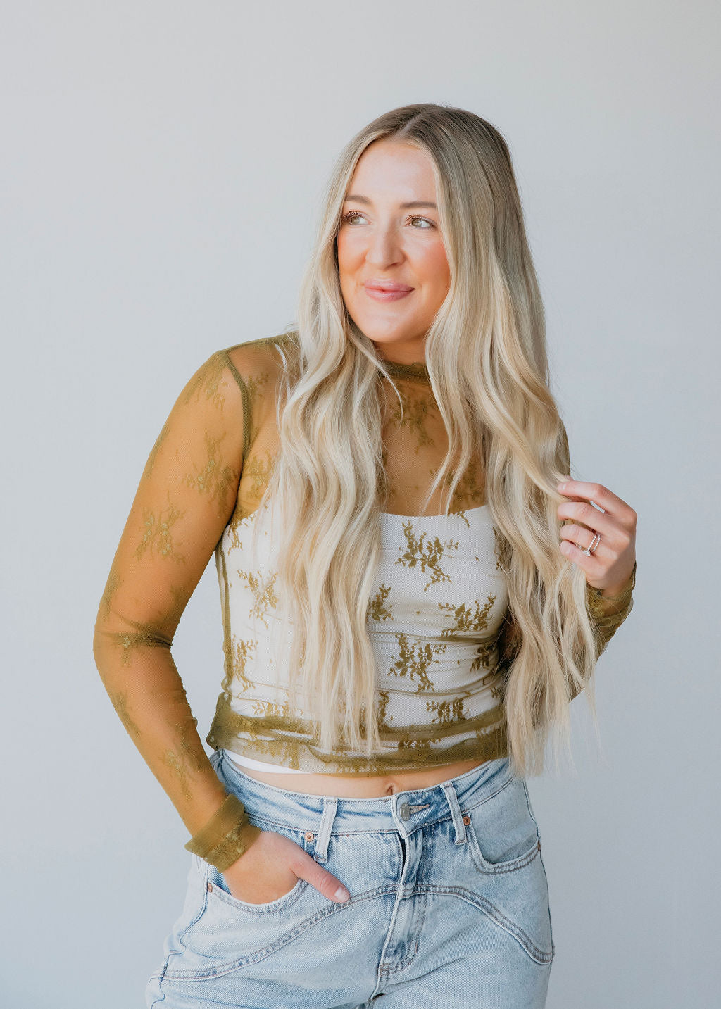 Elaina Mesh Long Sleeve Top