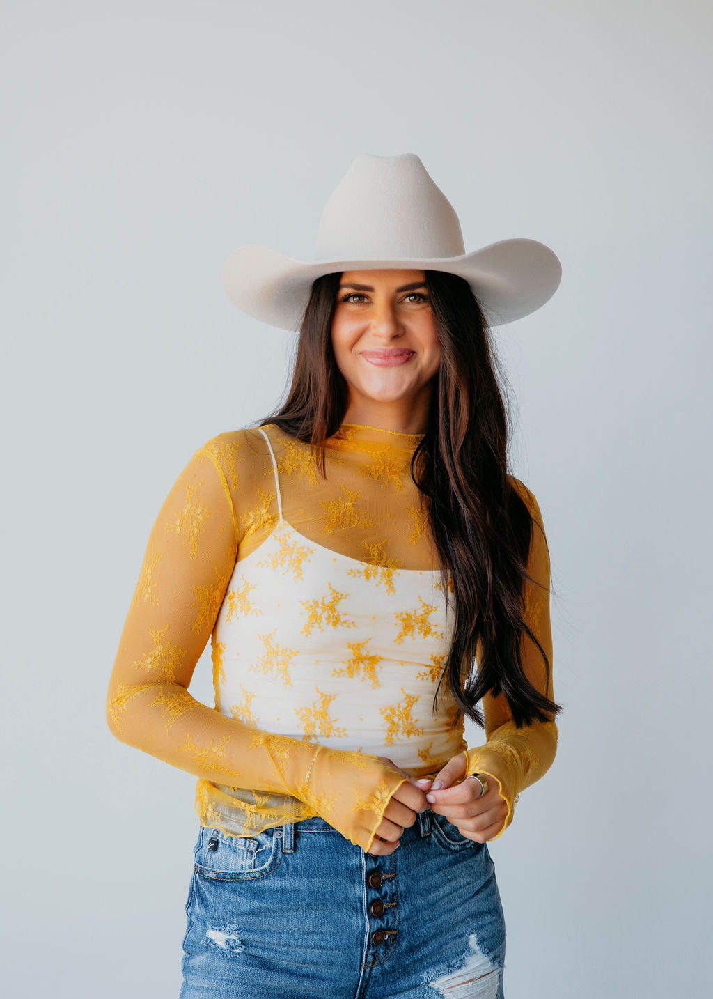 image of Elaina Mesh Long Sleeve Top