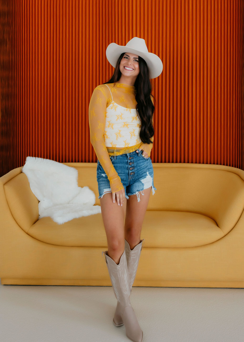 Elaina Mesh Long Sleeve Top