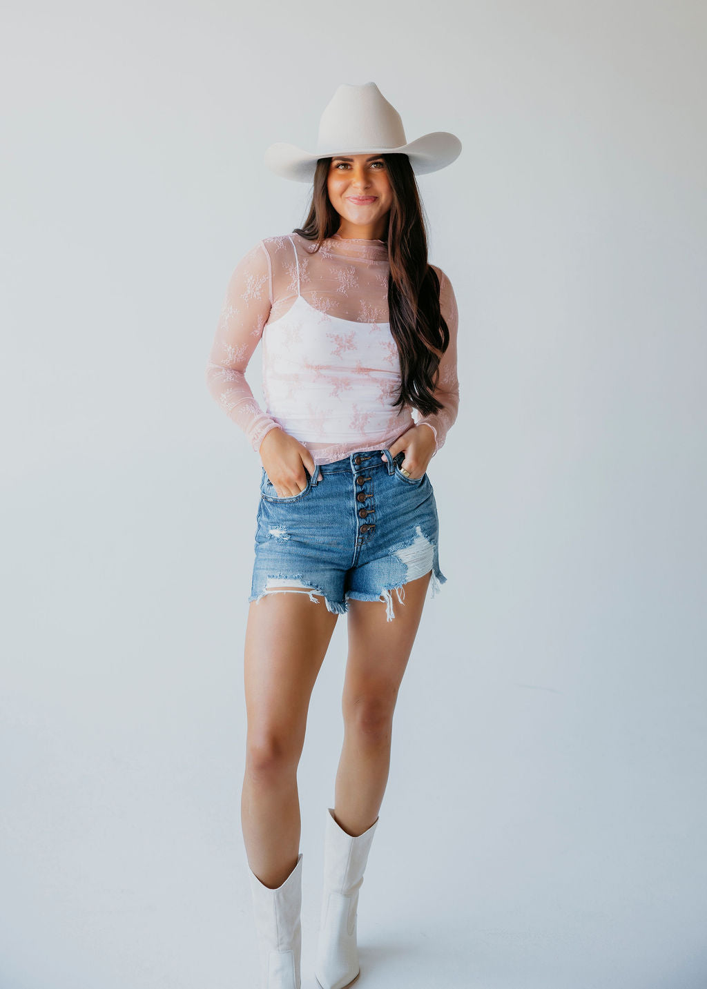 Elaina Mesh Long Sleeve Top