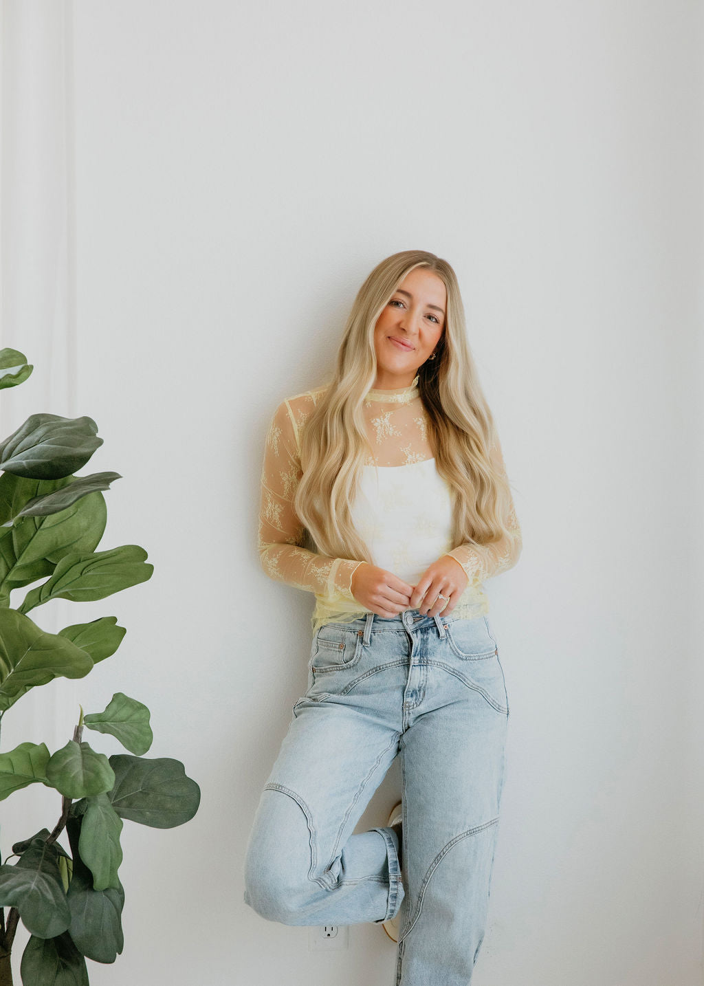 Elaina Mesh Long Sleeve Top