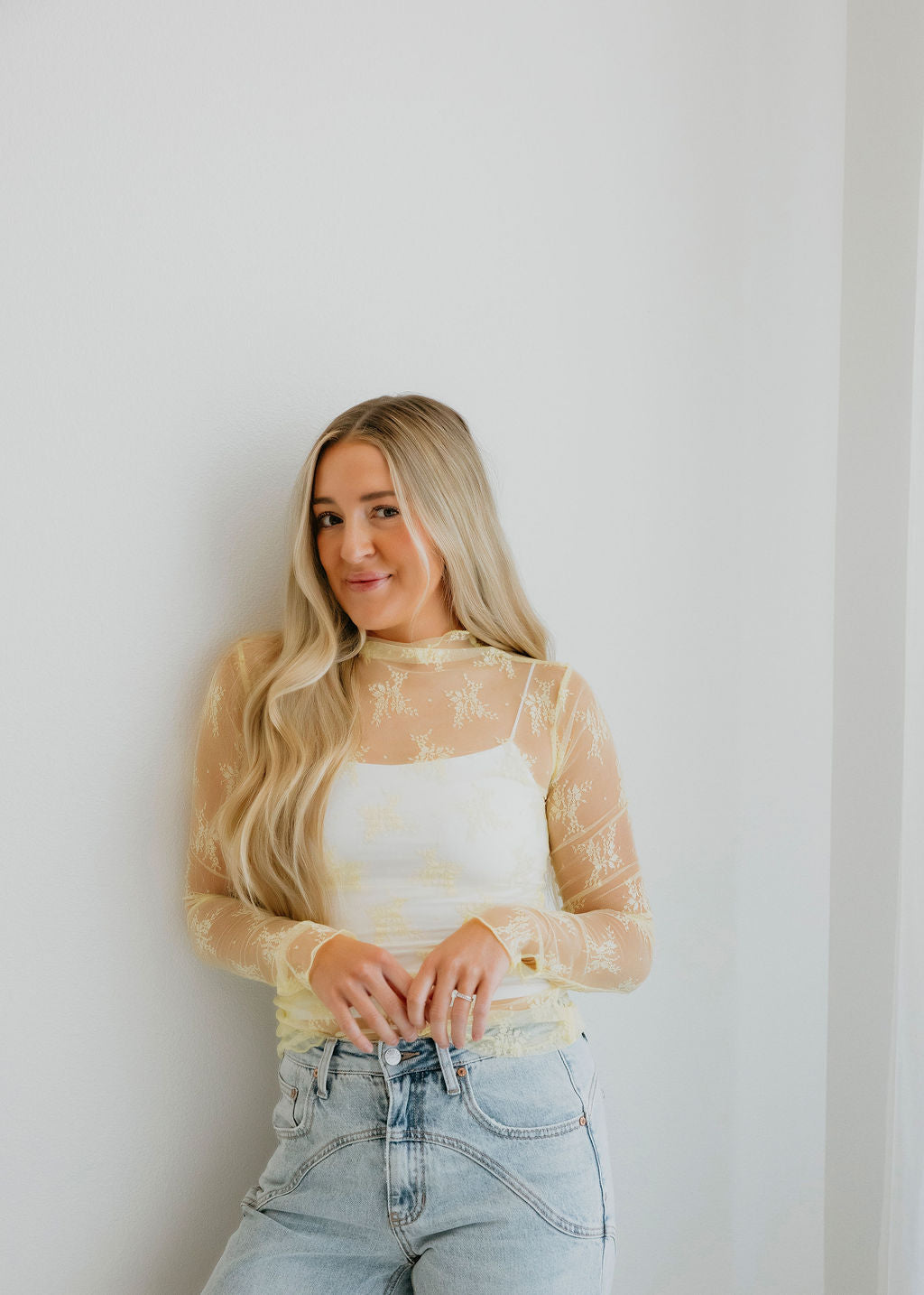 image of Elaina Mesh Long Sleeve Top