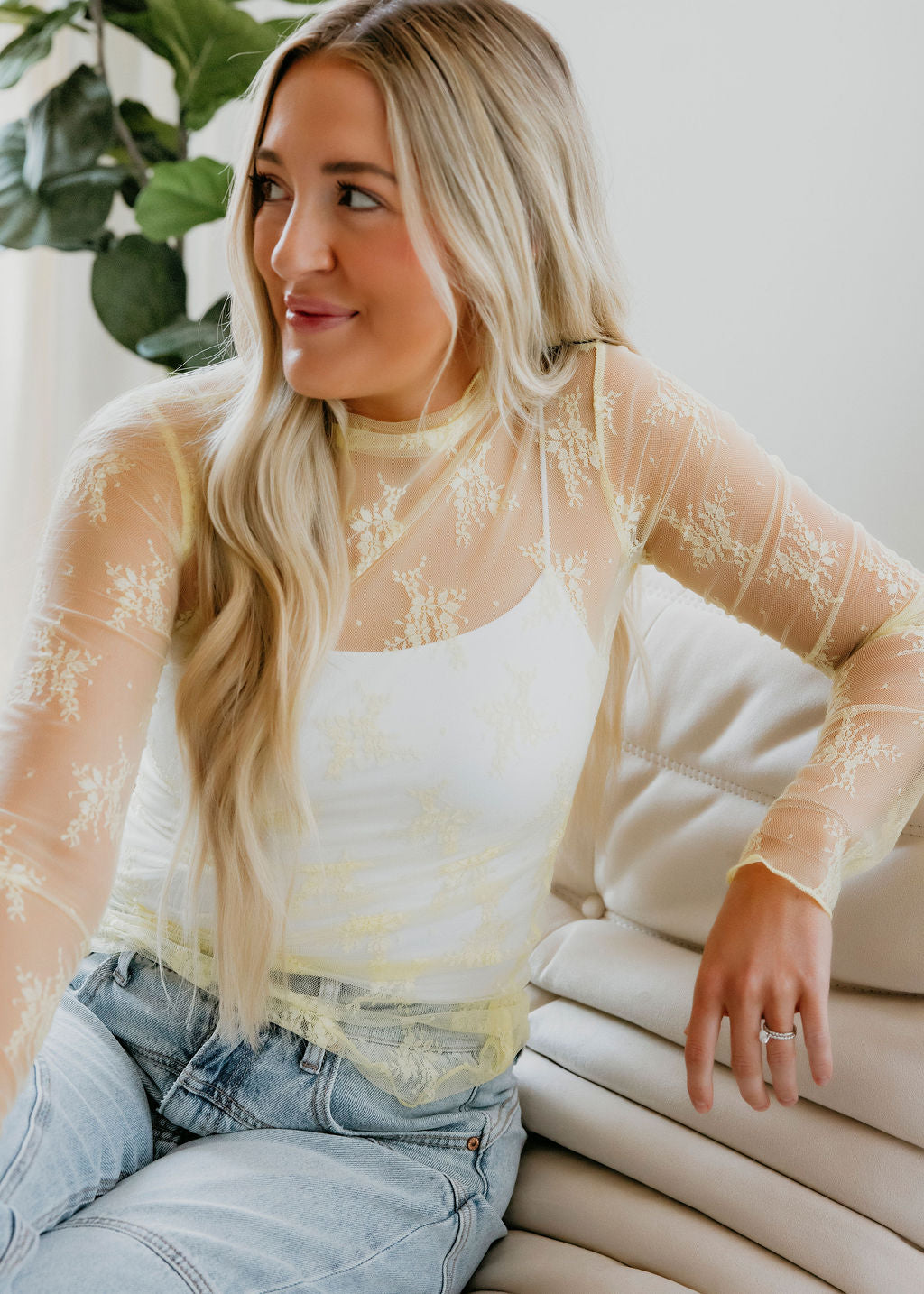 Elaina Mesh Long Sleeve Top