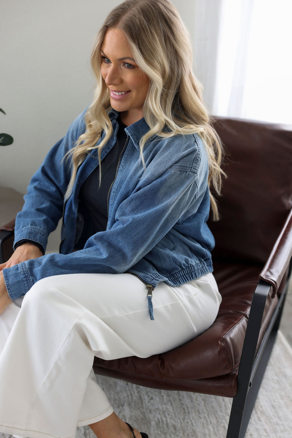 Shanae Denim Bomber Jacket