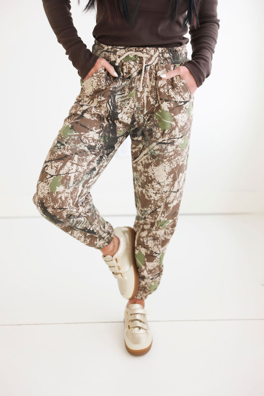 Mixed Sand Camo Joggers by Lily & Lottie