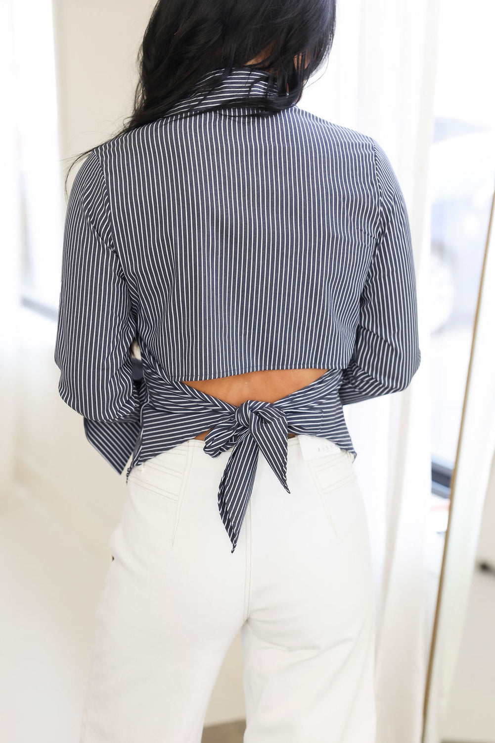 Collins Pinstripe Button Down Top