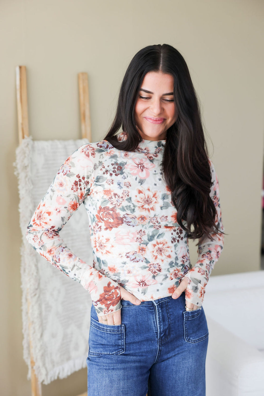 Abegail Floral Mesh Top