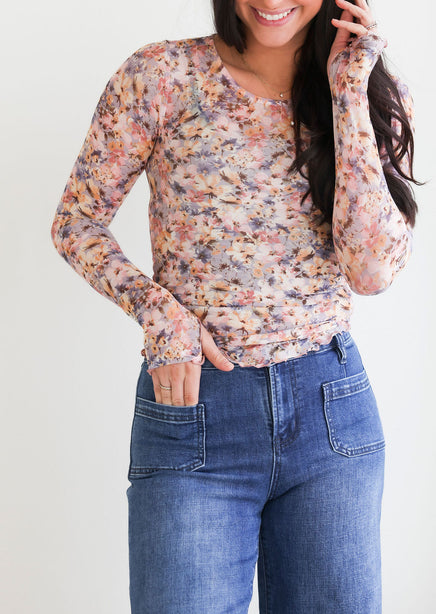 Rylie Floral Mesh Top product view