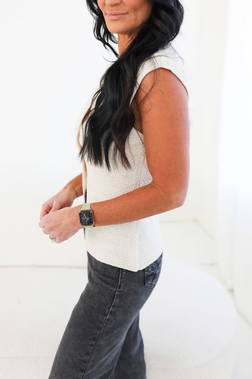 Mechalle Button Front Knit Top