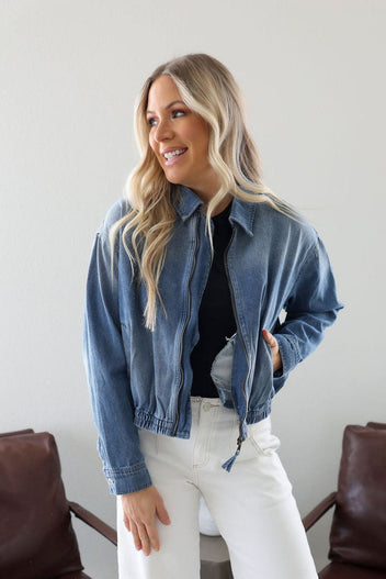 Shanae Denim Bomber Jacket