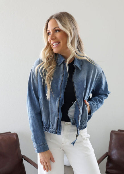 Shanae Denim Bomber Jacket product view
