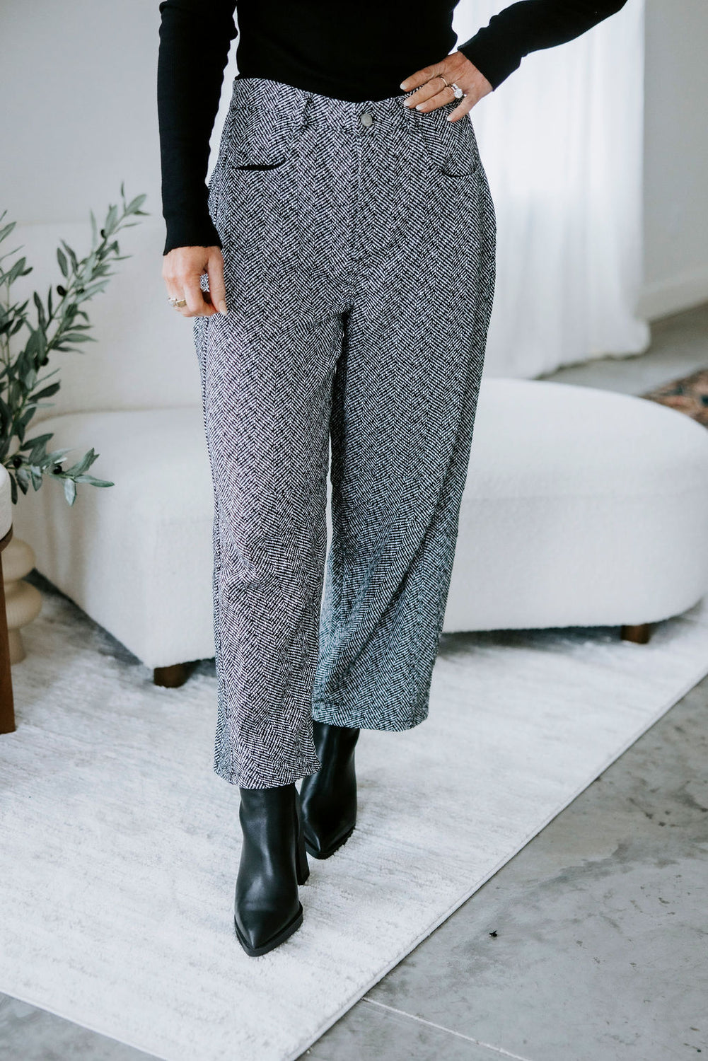 Charli Herringbone Barrel Pants