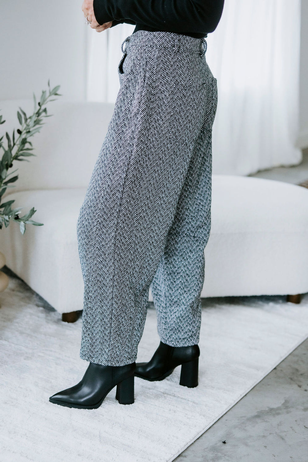 Charli Herringbone Barrel Pants