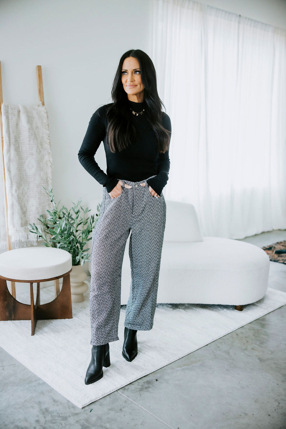 Charli Herringbone Barrel Pants