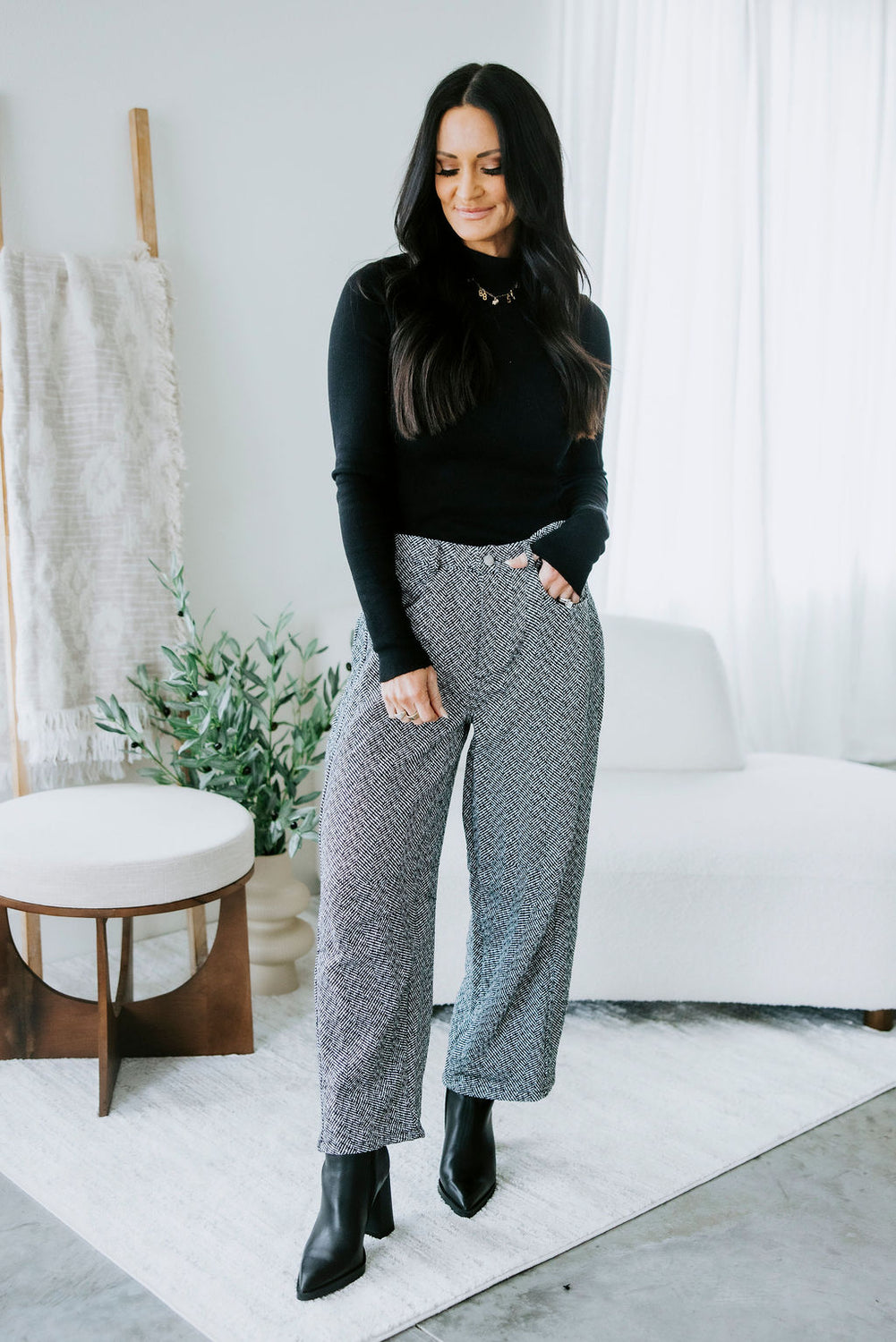 Charli Herringbone Barrel Pants