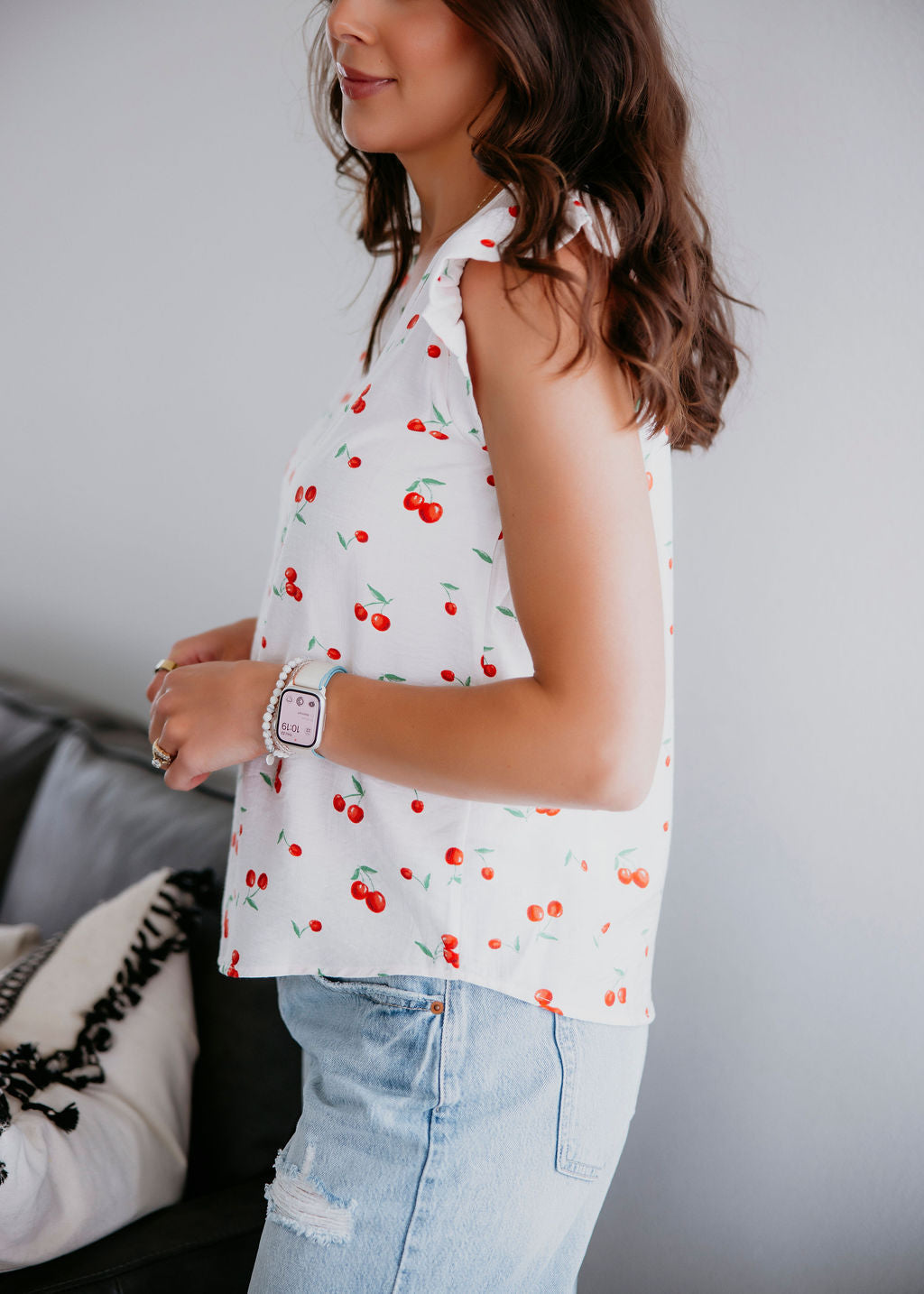 Alix Cherry Print Top