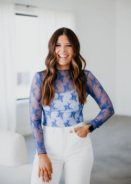 Ember Floral Mesh Top product view