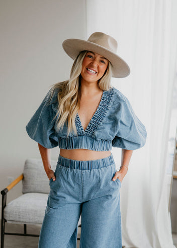 Natalie Cropped Smock Top