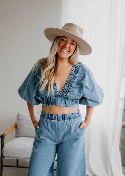 Natalie Cropped Smock Top product view