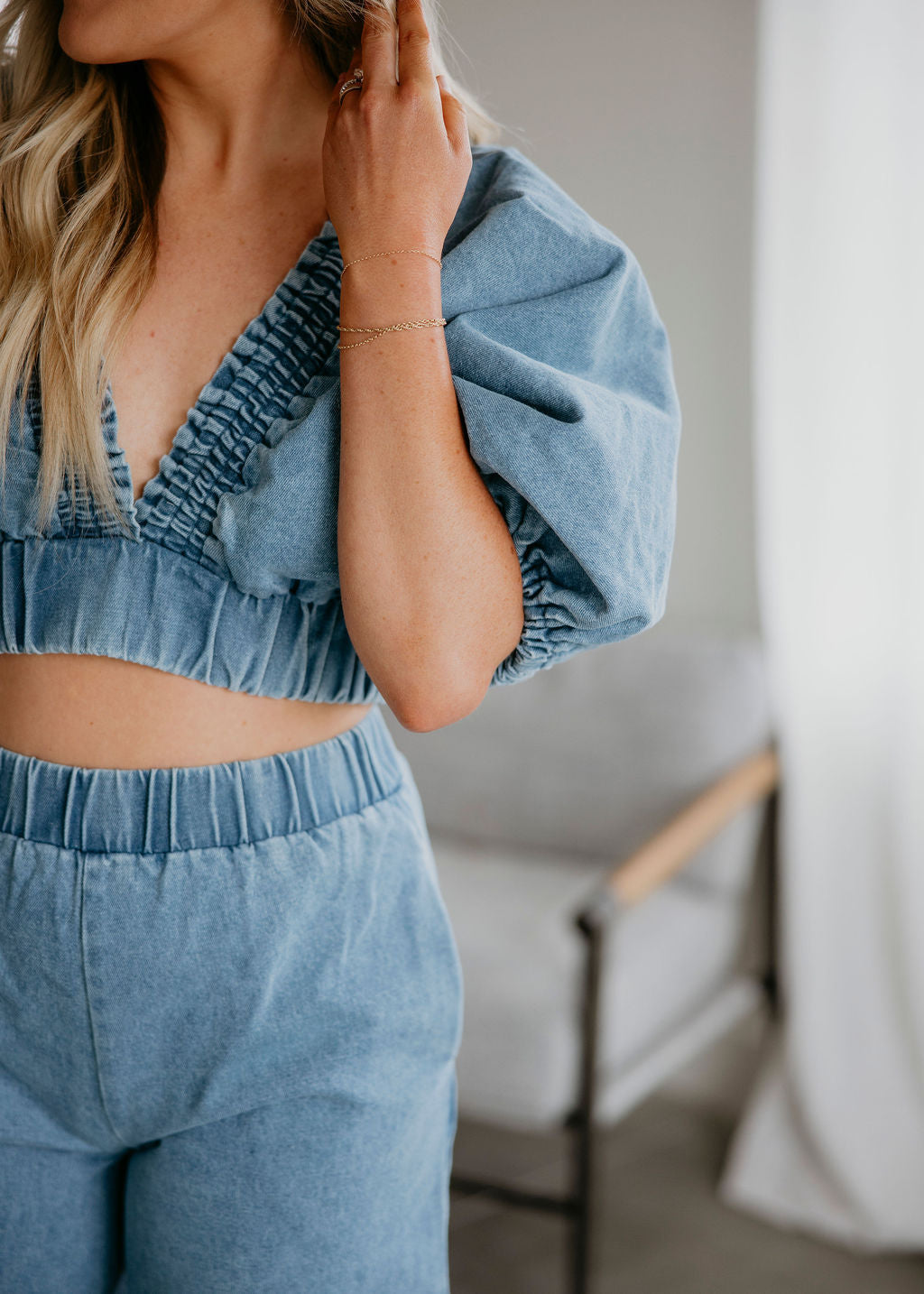 Natalie Cropped Smock Top