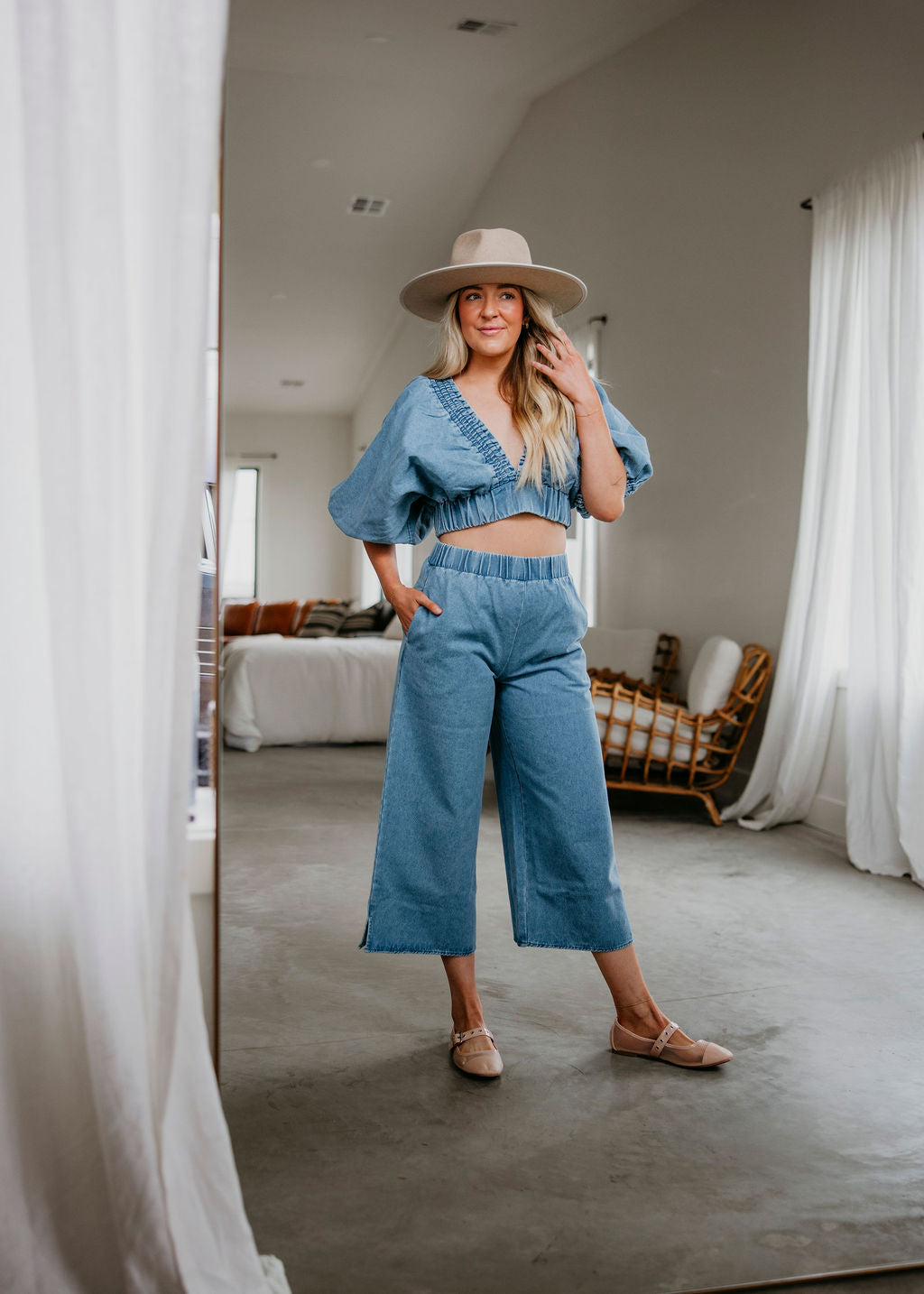 Natalie Cropped Smock Top