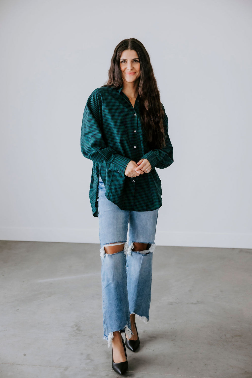 Tori Checkered Button Down Top