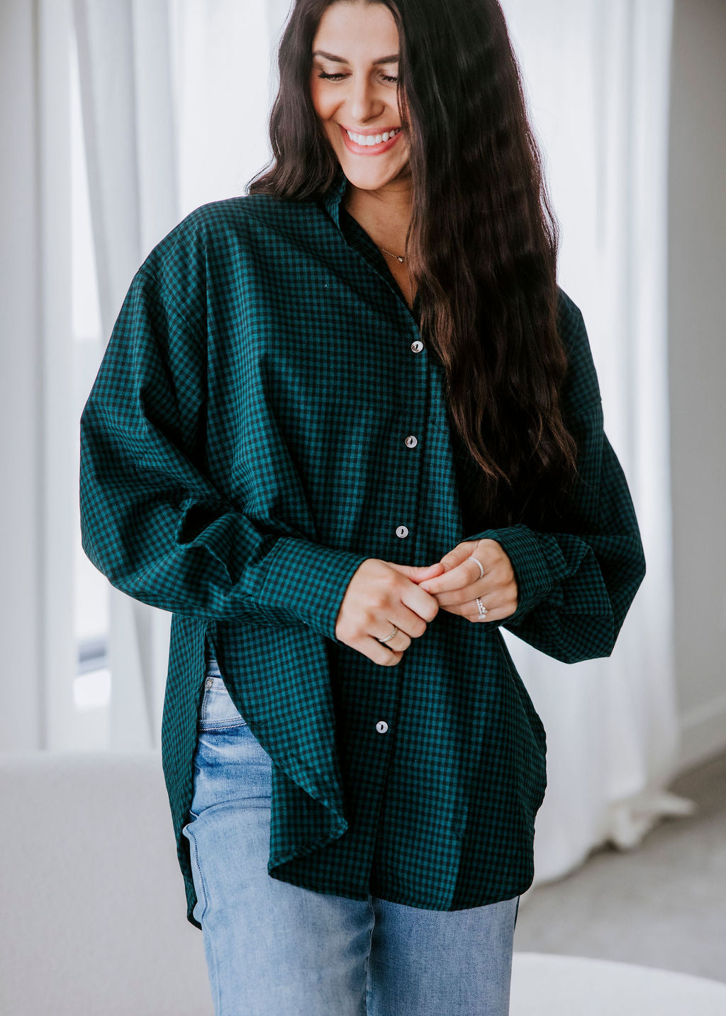 Tori Checkered Button Down Top