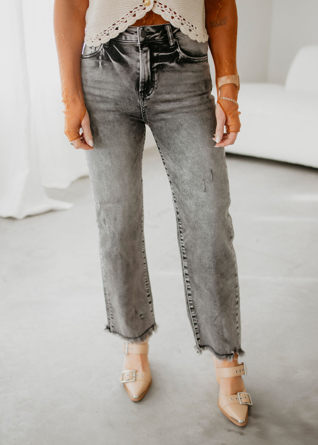 image of Ryleigh Risen Freyed Straight Jean