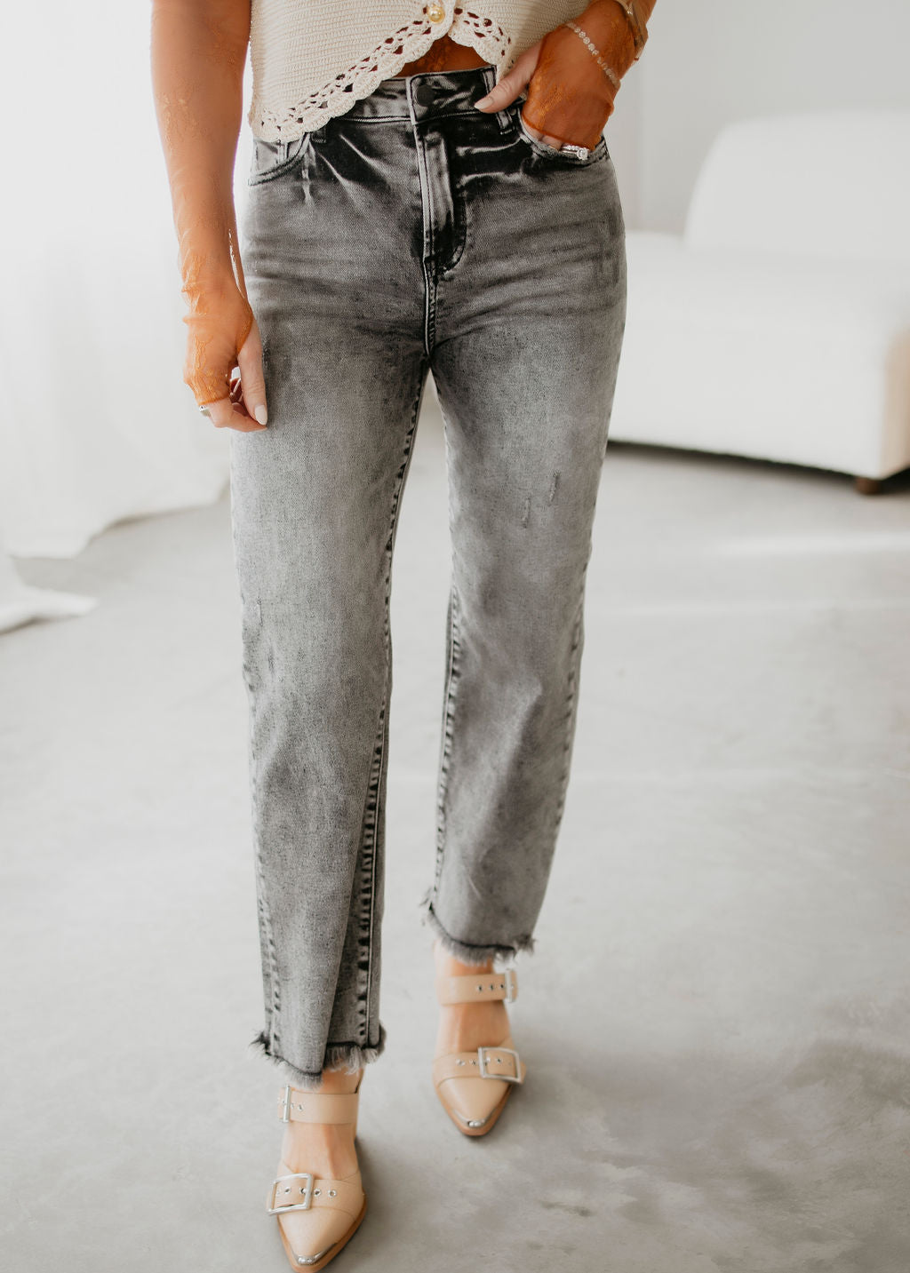 Ryleigh Risen Freyed Straight Jean