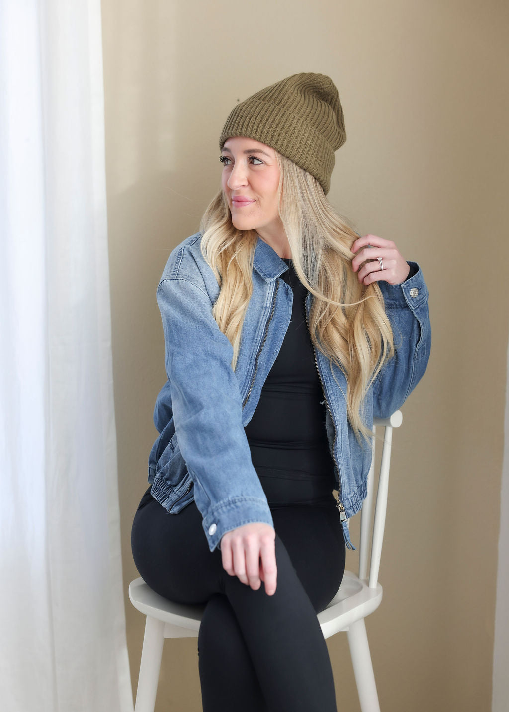 Shanae Denim Bomber Jacket