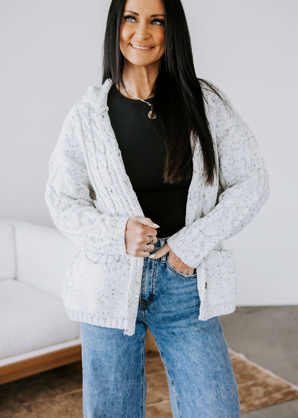 Angela Pocketed Oversized Cardigan