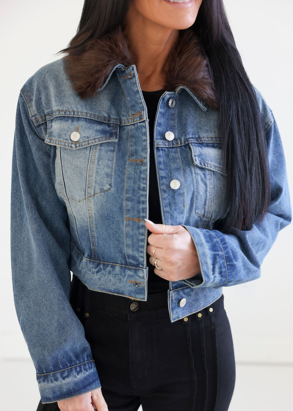 Daryl Fur Collar Denim Jacket