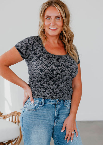 Teri Textured Scoop Neck Tee product view