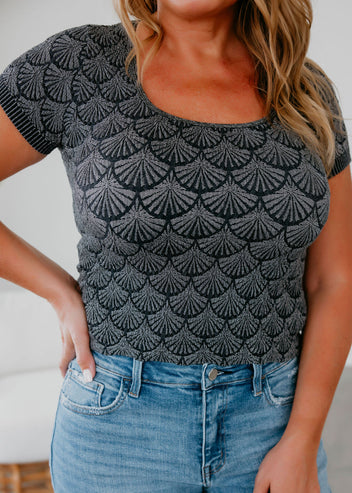 Teri Textured Scoop Neck Tee