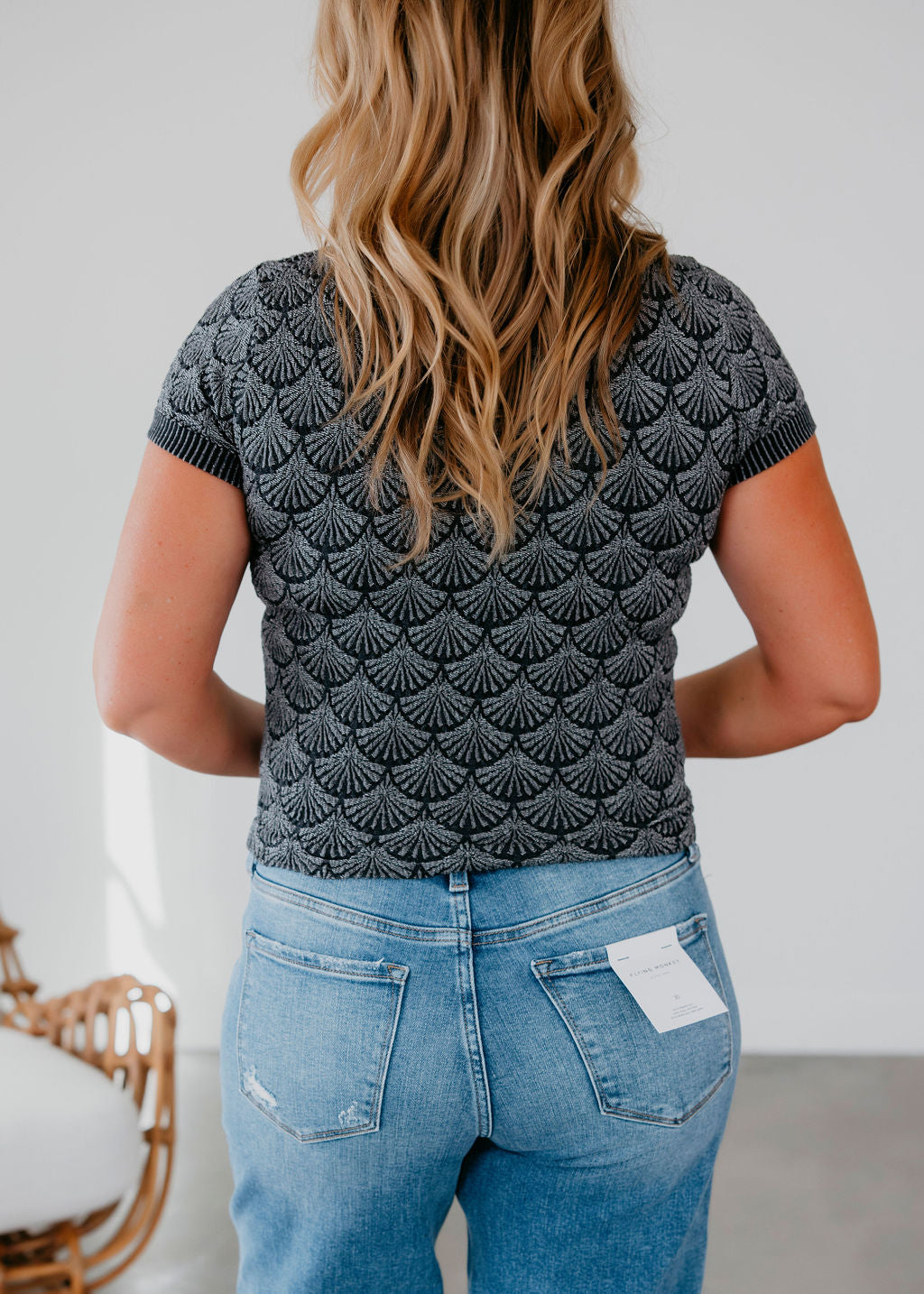 Teri Textured Scoop Neck Tee