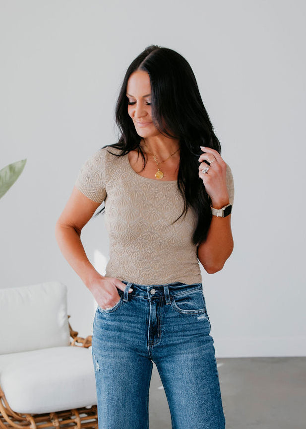 Teri Textured Scoop Neck Tee